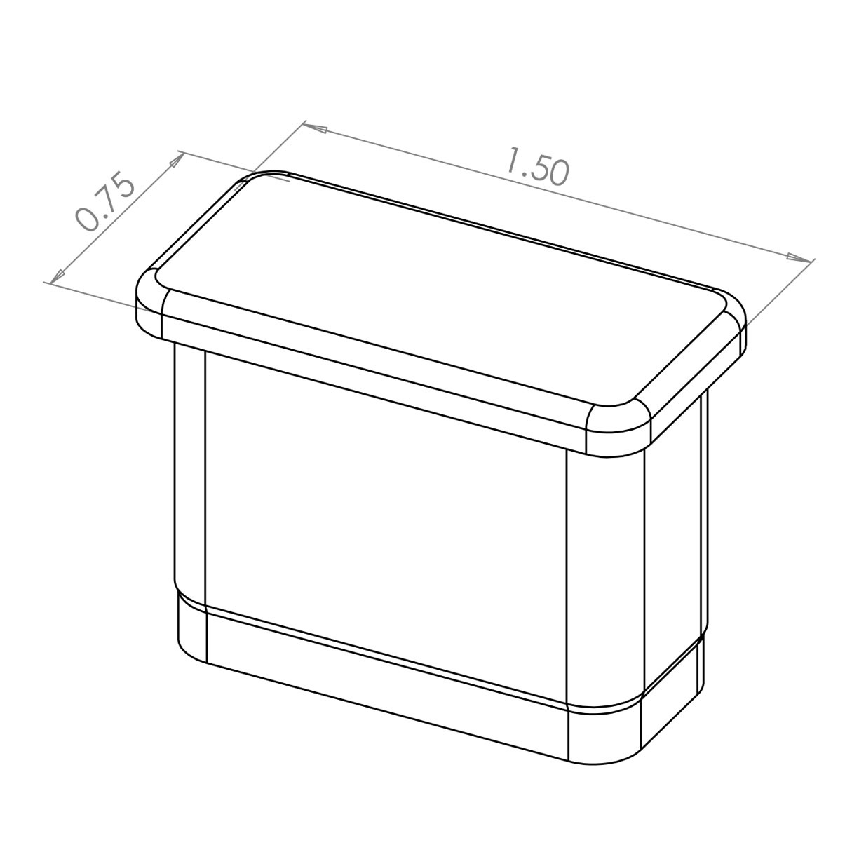 Rectangular Tube End Cap JREC150
